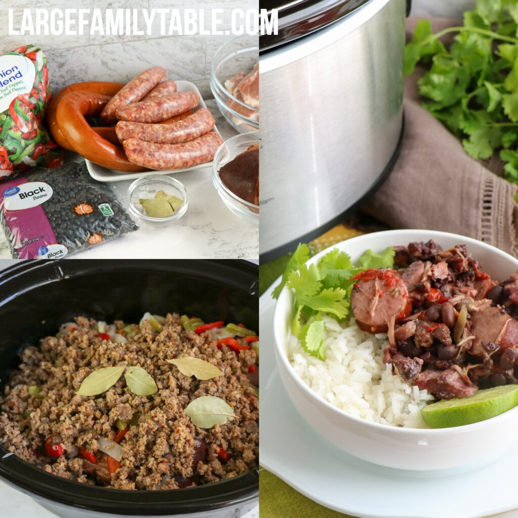 Large Family Slow Cooker Seasoned Pork and Black Bean Stew | Freezer Meals for Big Families