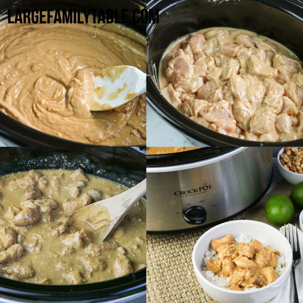 Large Family Slow Cooker Peanut Chicken | Easy Crock Pot Recipes