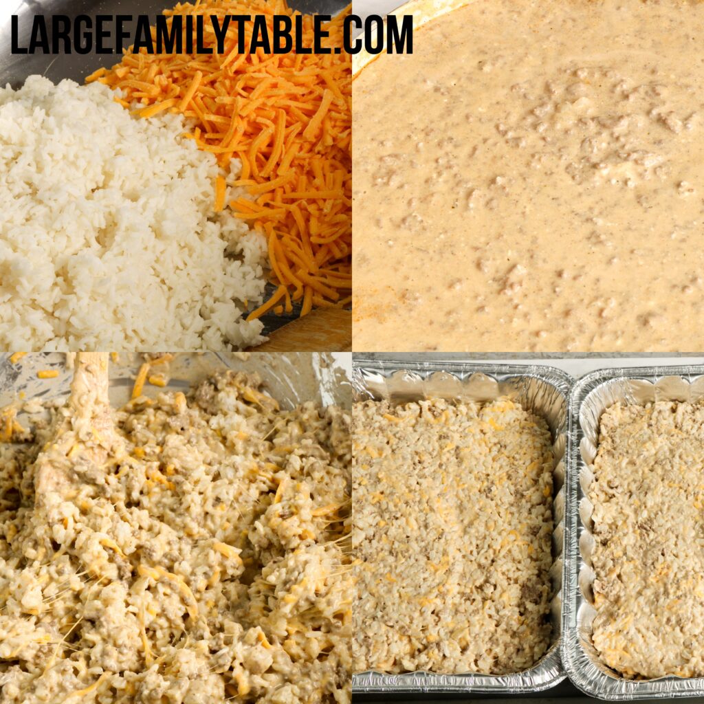 Big Family Cheesy Beef and Rice Casserole | Freezer Meals for Large Families