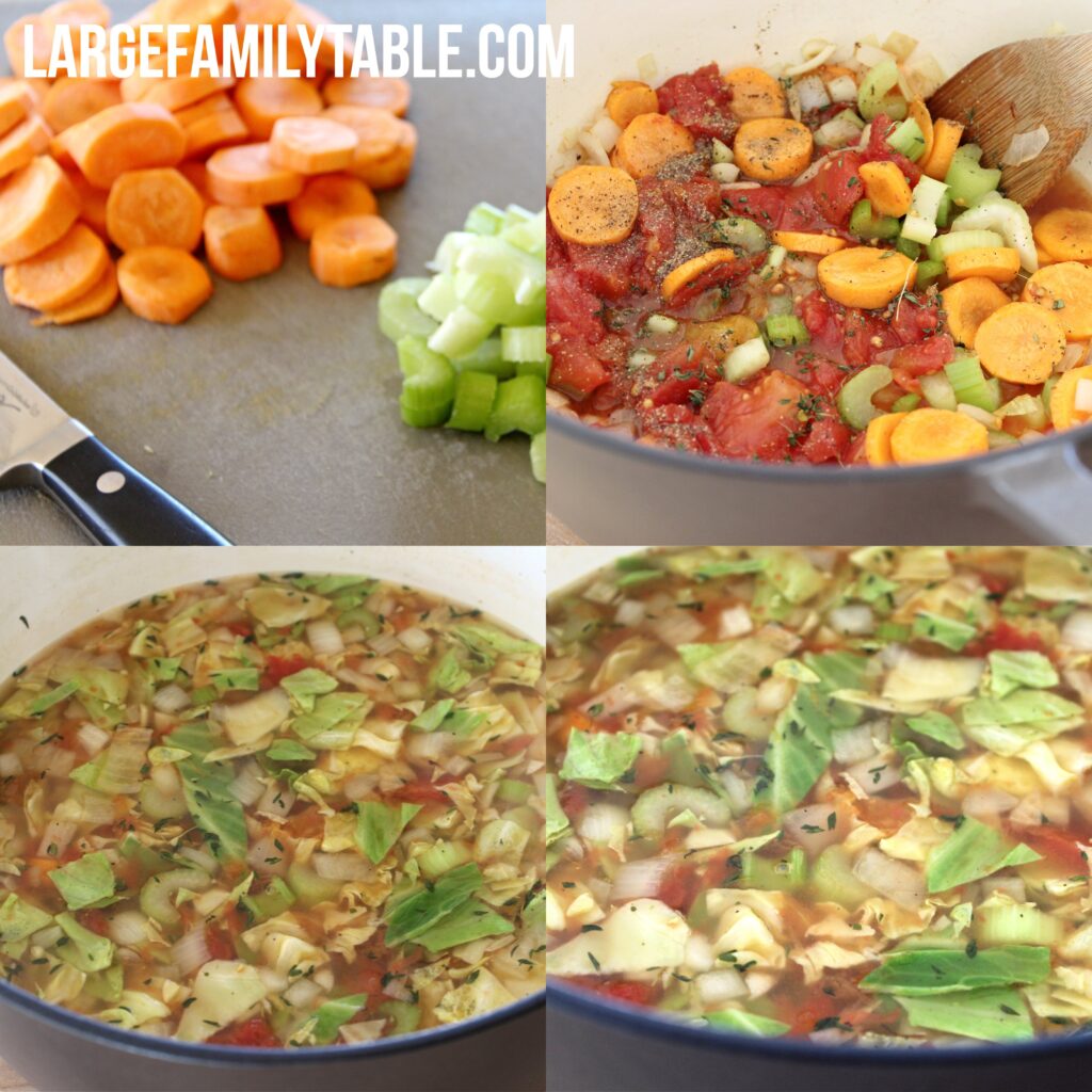 Large Family Easy Stovetop Cabbage Soup, Dairy Free