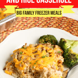 Large Family Cheesy Beef and Rice Casserole