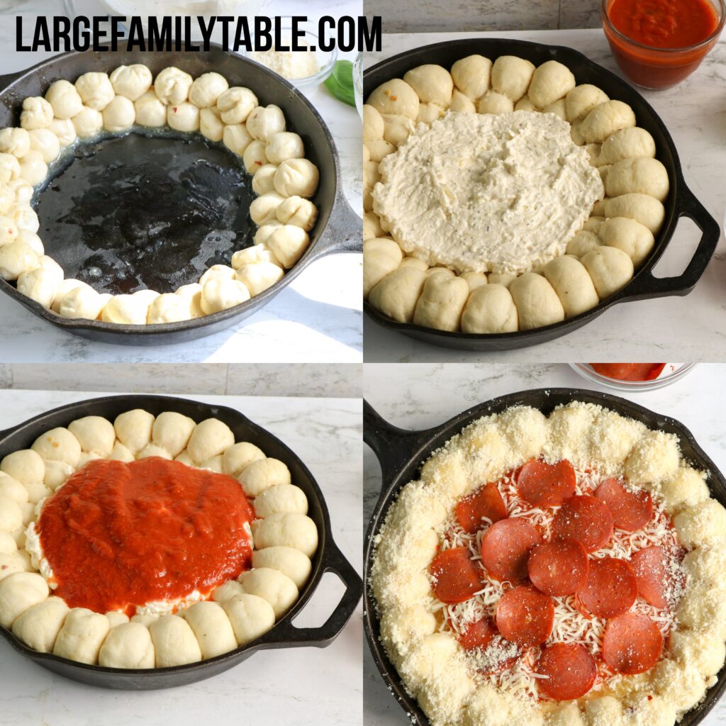 Large Family Cheesy Skillet Pizza Dip | Snacks for Large Families