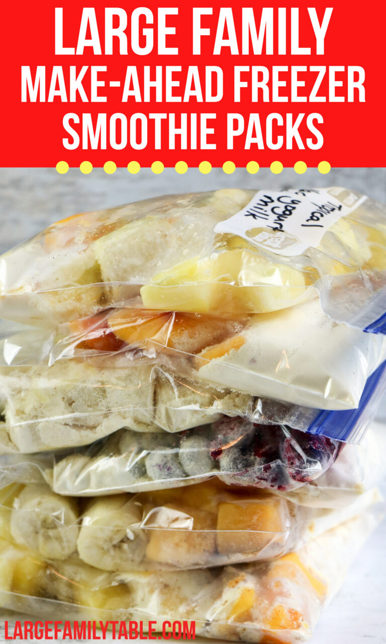 Large Family Make-Ahead Freezer Smoothie Packs | Big Family Freezer Meals