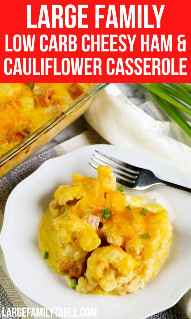 Large Family Low Carb Cheesy Ham and Cauliflower Casserole