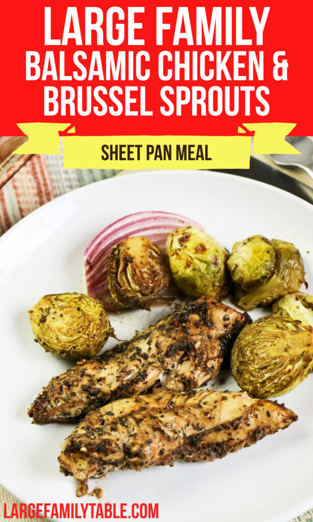 Big Family Sheet Pan Low Carb Balsamic Chicken and Brussel Sprouts Meal, Dairy-free