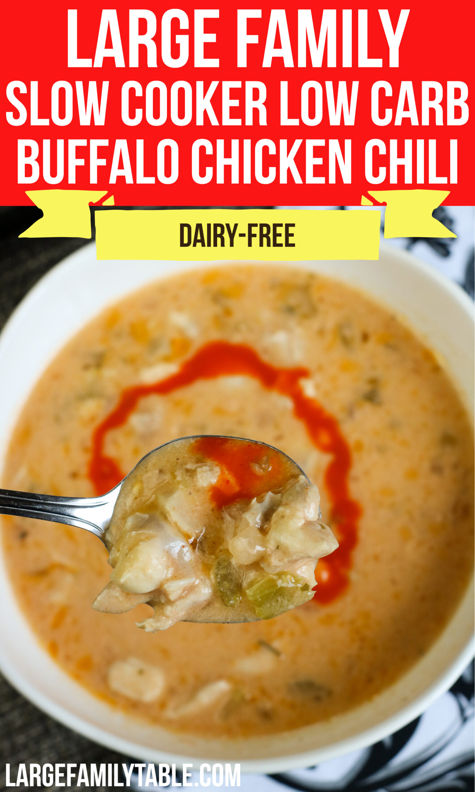 Large Family Slow Cooker Low Carb Buffalo Chicken Chili