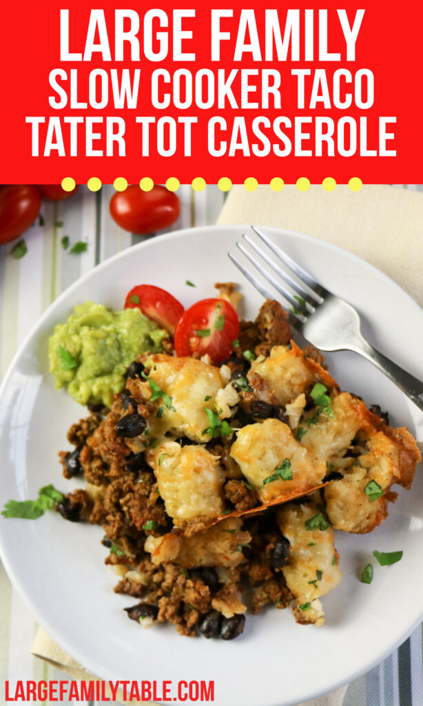 Large Family Slow Cooker Taco Tater Tot Casserole - Large Family Table