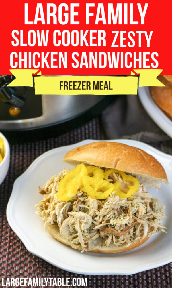 Large Family Slow Cooker Zesty Chicken Sandwiches Crock Pot Freezer