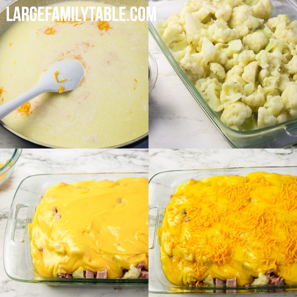 Large Family Low Carb Cheesy Ham and Cauliflower Casserole | Keto, THM S