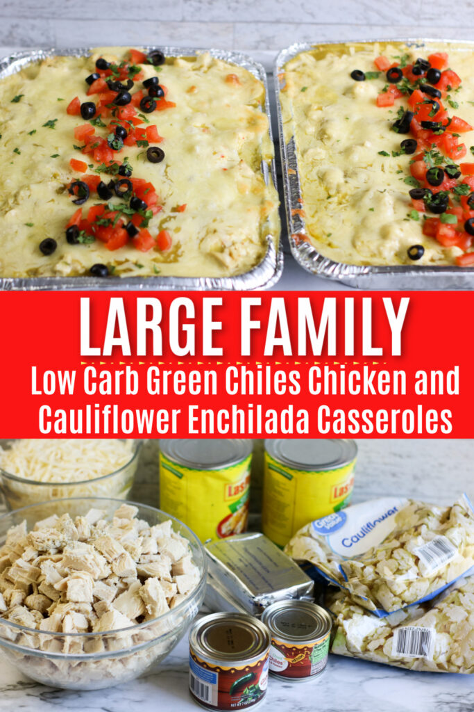 Low Carb Green Chiles Chicken and Cauliflower Enchilada Casserole | Healthy Large Family Dinners