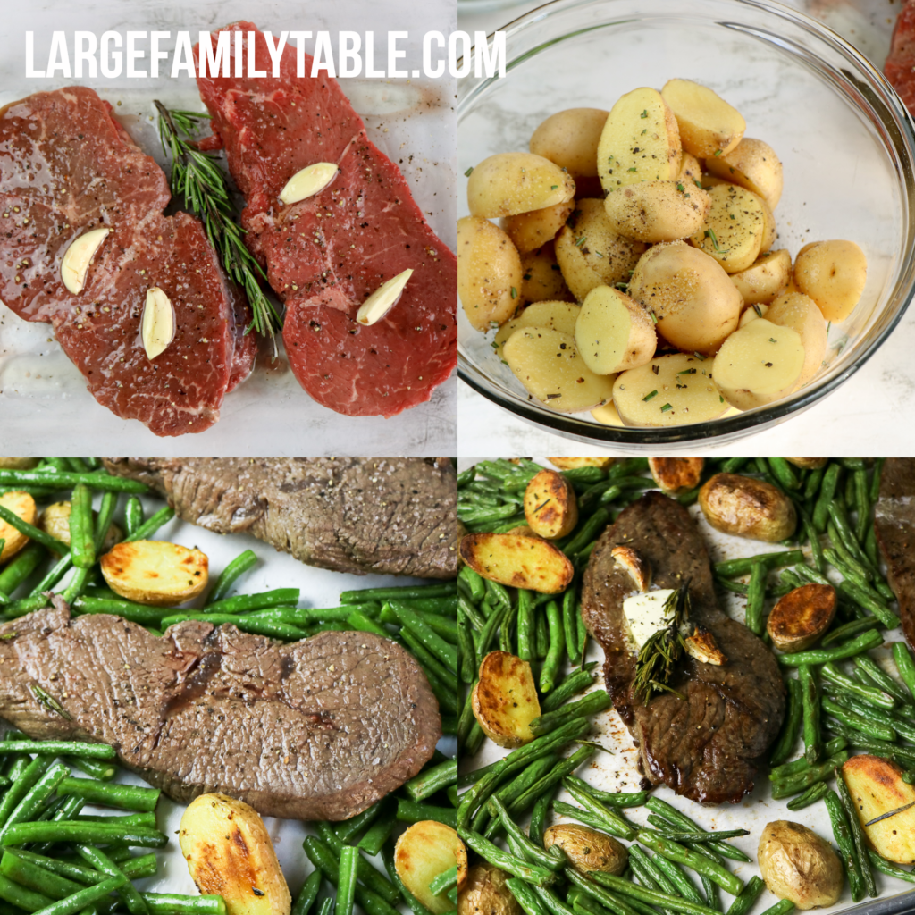 Large Family Sheet Pan Sirloin Steak and Potatoes Meal | Dairy-Free Option