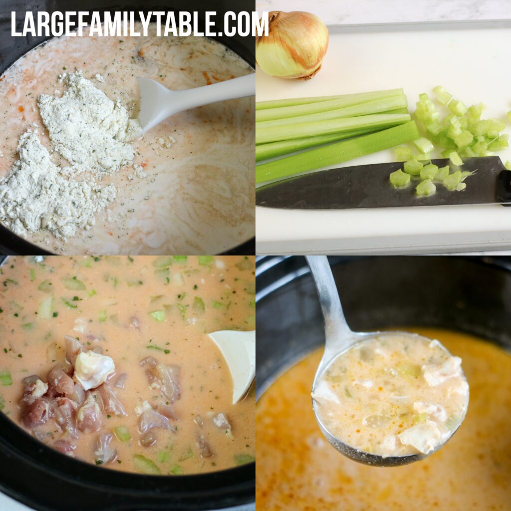 Large Family Slow Cooker Low Carb Buffalo Chicken Chili | Dairy-Free, THM-S, Keto-Friendly!