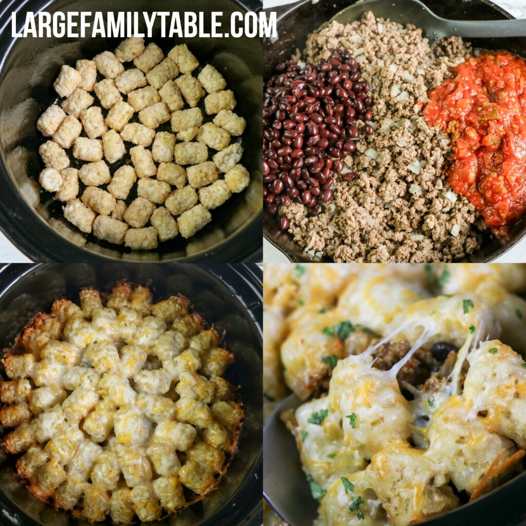 Large Family Slow Cooker Taco Tater Tot Casserole