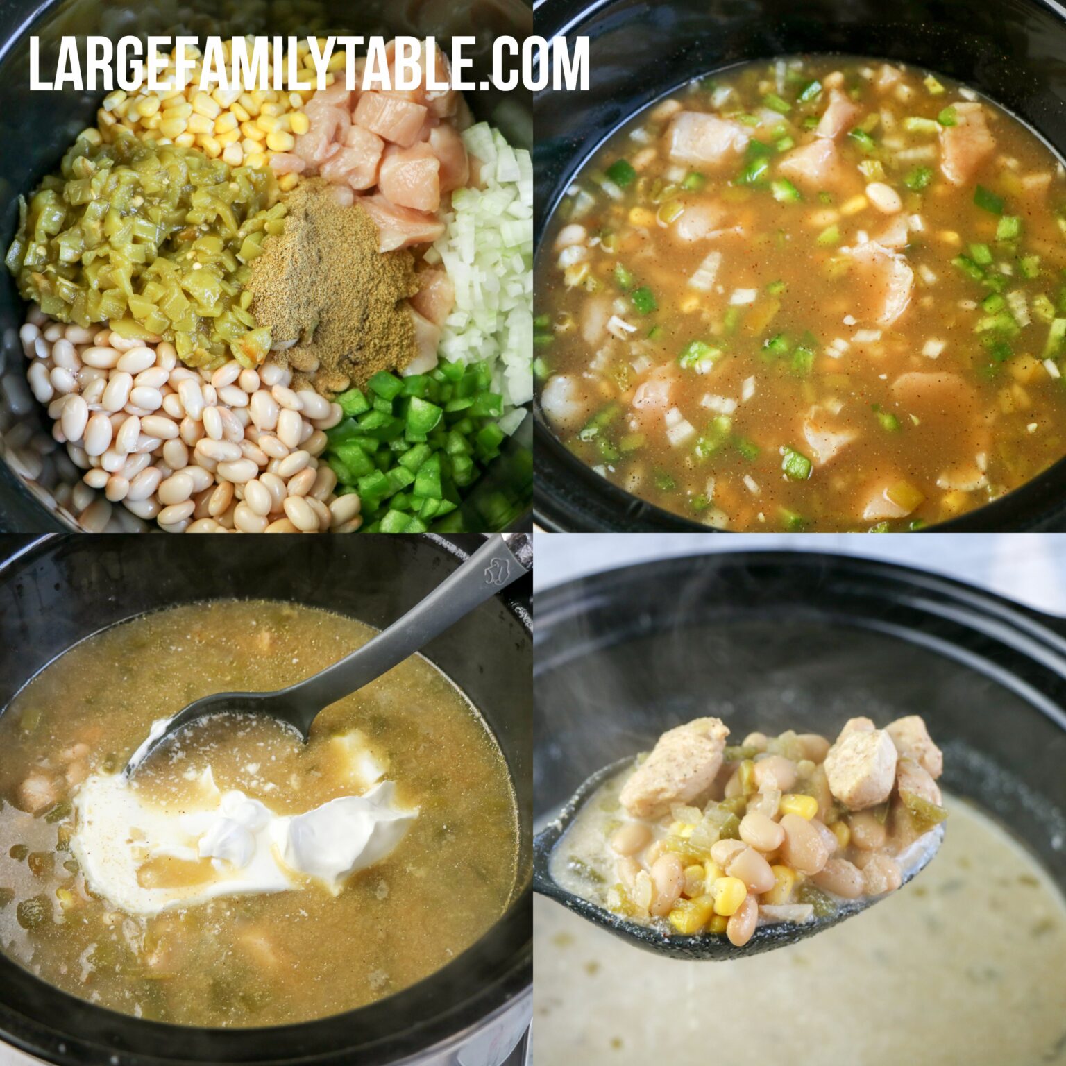 Large Family Slow Cooker White Bean and Chicken Enchilada Soup - Large ...
