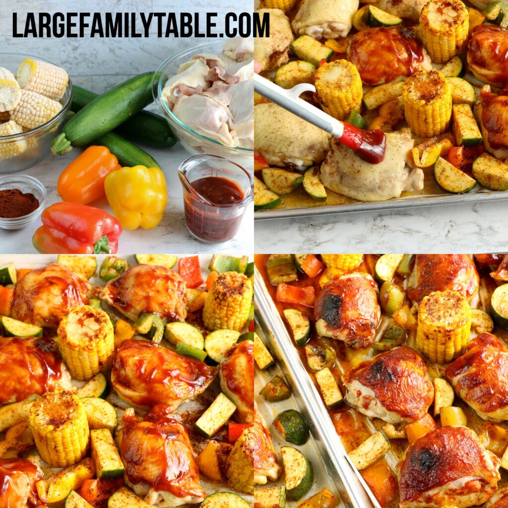 Large Family Barbecue Chicken, Corn, and Zucchini Sheet Pan Dinner Meals DairyFree Dinners