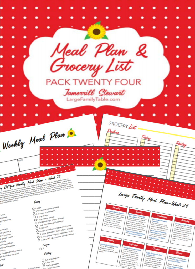 Large Family Budget Meal Plan Week 24 + FREE Printable Grocery List and Planning Pack
