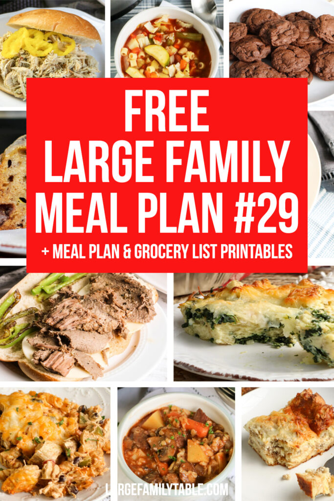 Easy Large Family Budget Meal Plan Week 29 + FREE Printable Grocery ...