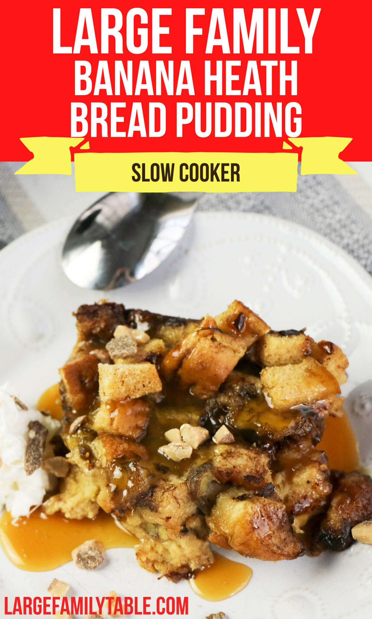Large Family Slow Cooker Banana Heath Bread Pudding Large Family Table