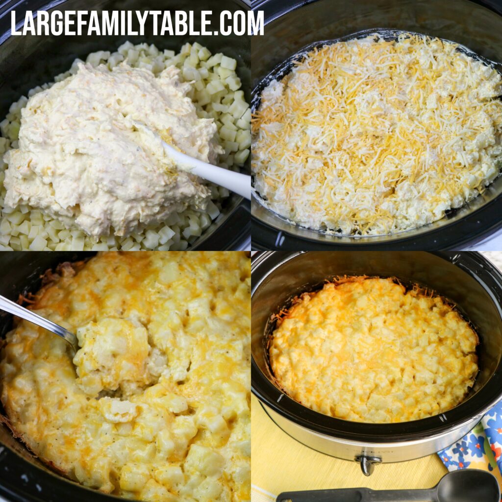 Large Family Slow Cooker Cheesy Hashbrown Potatoes | Ideas for Potlucks or Big Families
