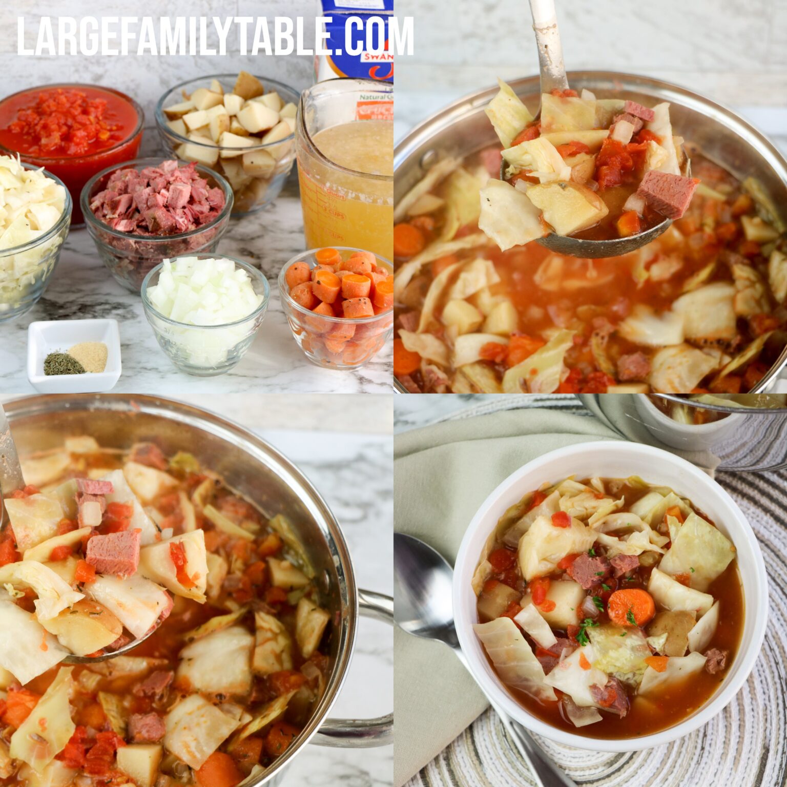 Large Family Leftover Corned Beef and Cabbage Soup, Dairyfree Large