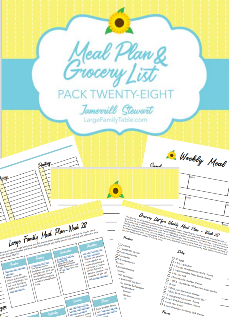 Budget-Friendly Large Family Weekly Meal Plan 28 + Free Grocery List & Clickable Planning Pack