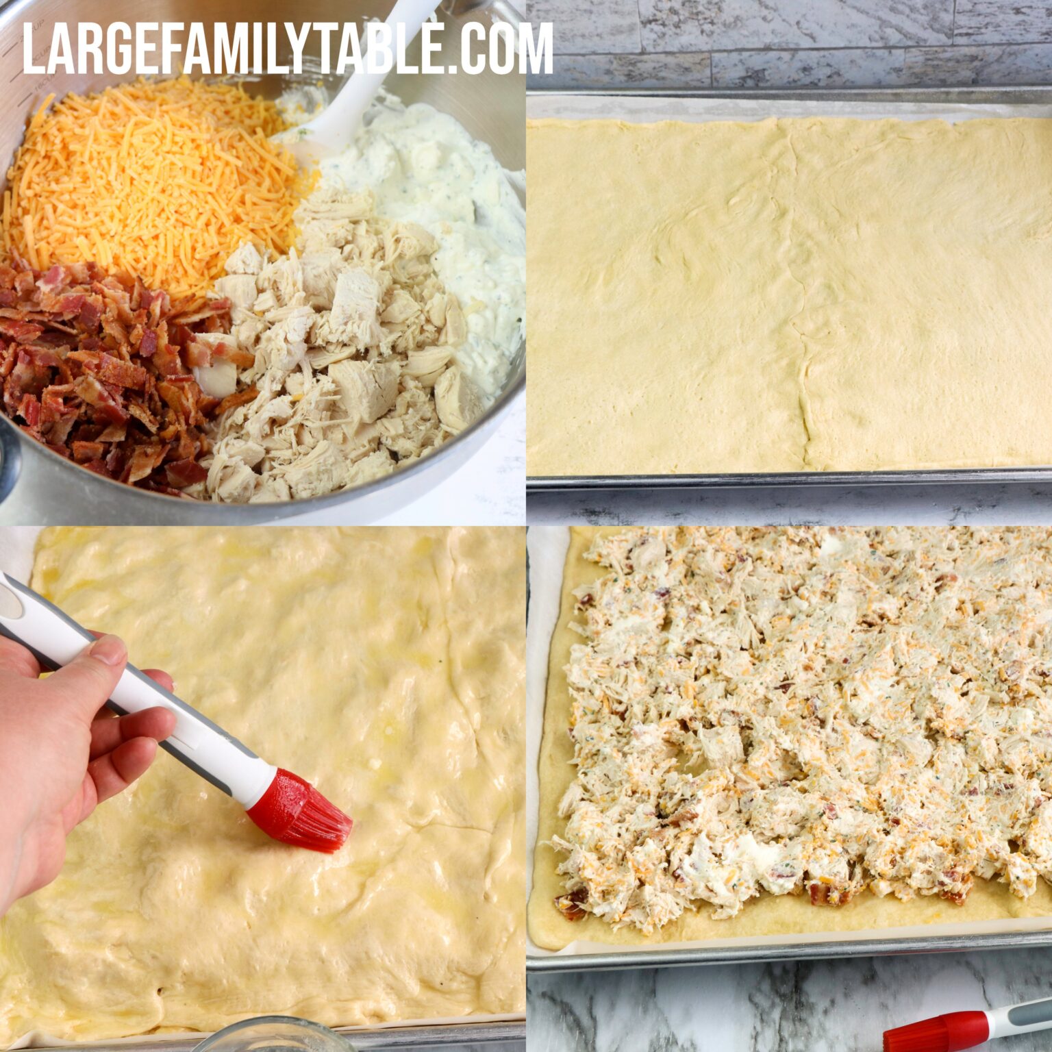 Large Family Bacon Chicken Ranch Pie Squares Dinner Sheet Pan Recipe