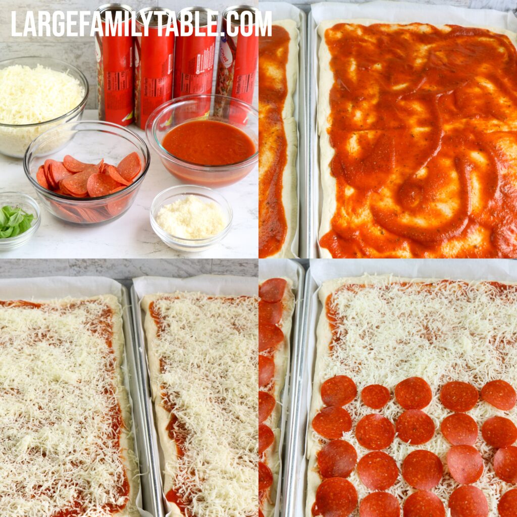 Large Family Sheet Pan Pepperoni Pizza + Lots of Big Family Pizza Style Recipes!!! (Most Freezer-Friendly!)