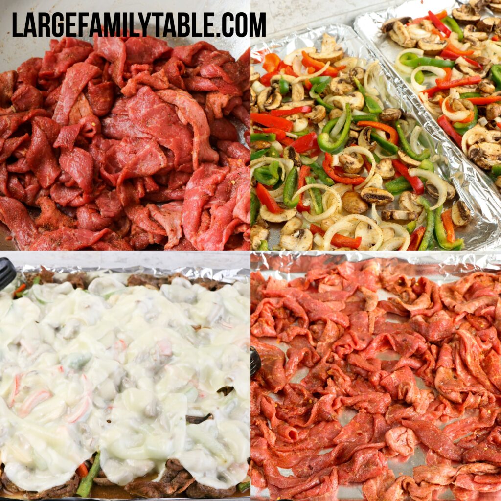 Large Family Sheet Pan Philly Steak & Cheese Dinner