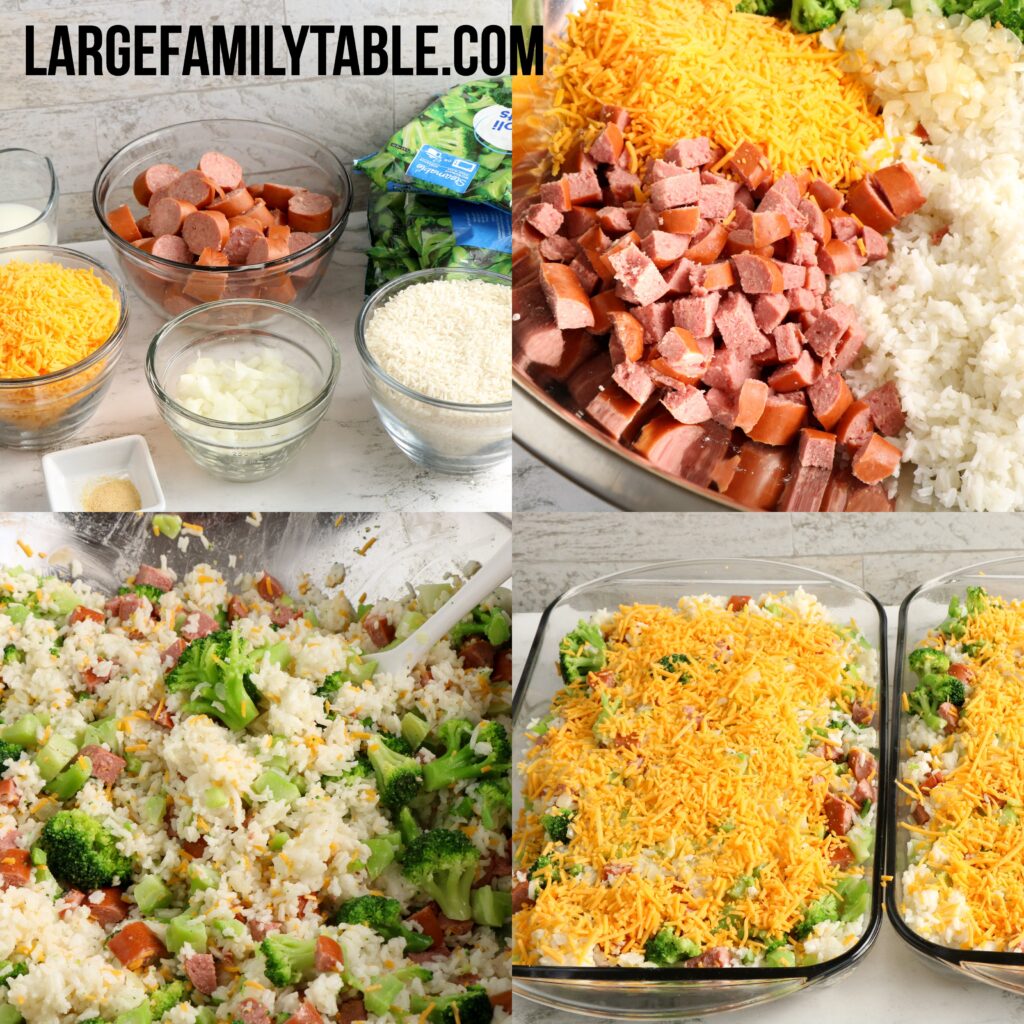 Large Family Smoked Sausage and Broccoli Casserole | Big Family Freezer Meals