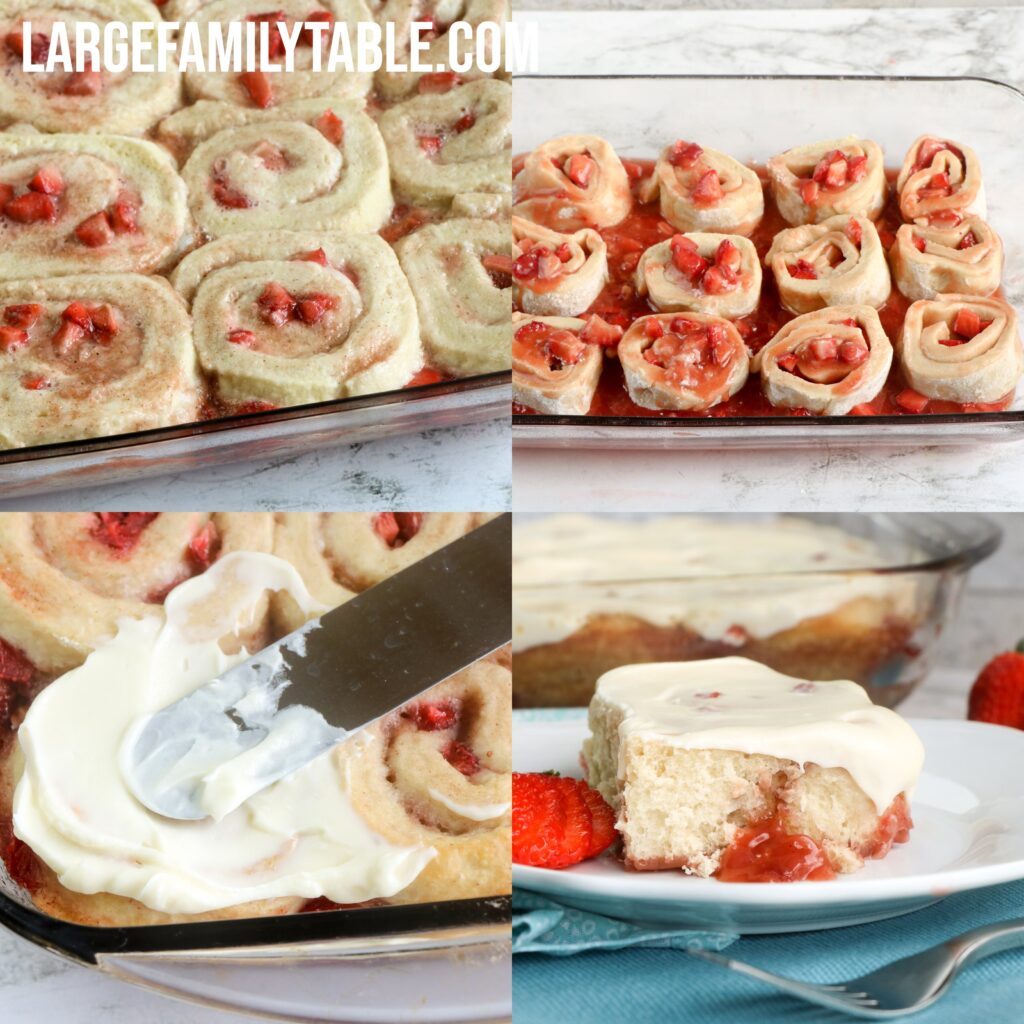 Large Family Strawberry Cinnamon Rolls with Cream Cheese Icing
