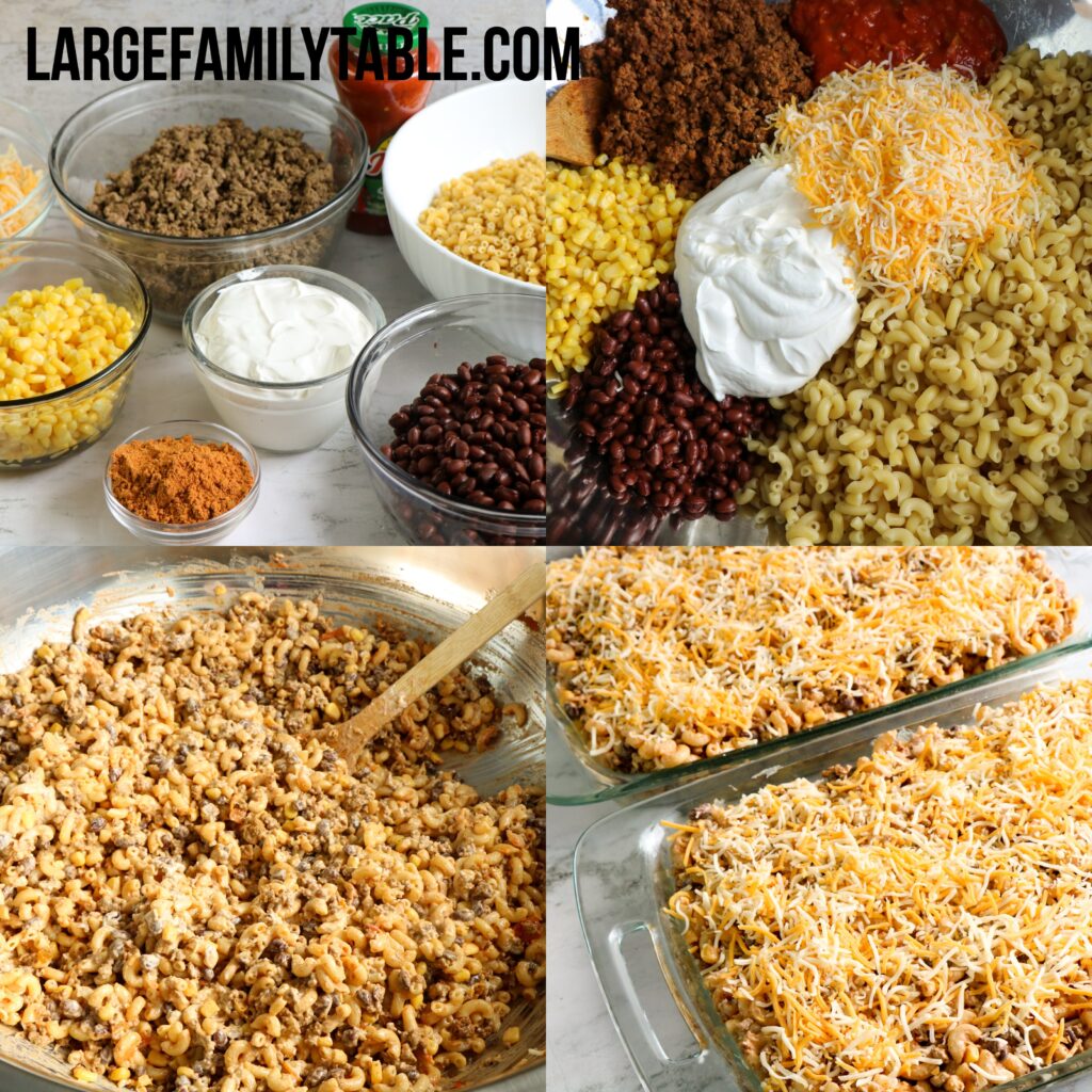 Large Family Taco Macaroni Casserole Freezer Meals