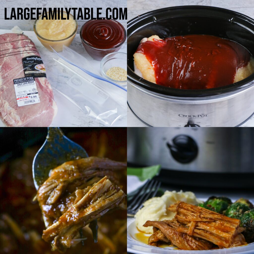 Large Family Apple Barbecue Pork Tenderloin | Slow Cooker Freezer Meal, Dairy-free