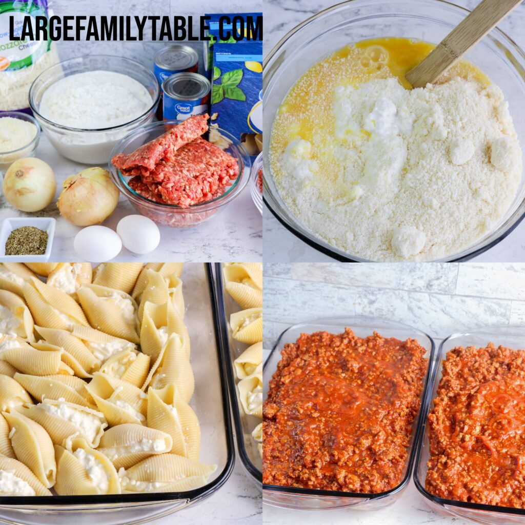 Large Family Cheese Stuffed Shells Oven Dinner | Easy Freezer Meal