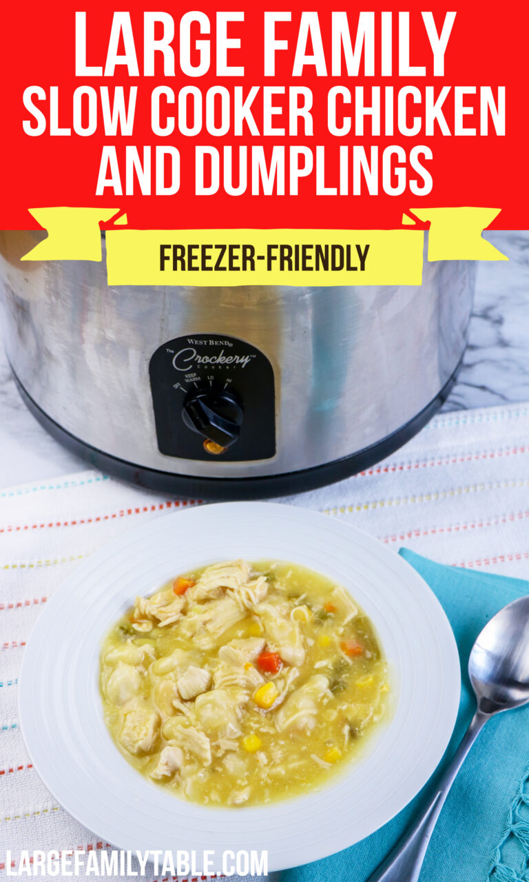 Large Family Slow Cooker Chicken and Dumplings Freezer Meal Large