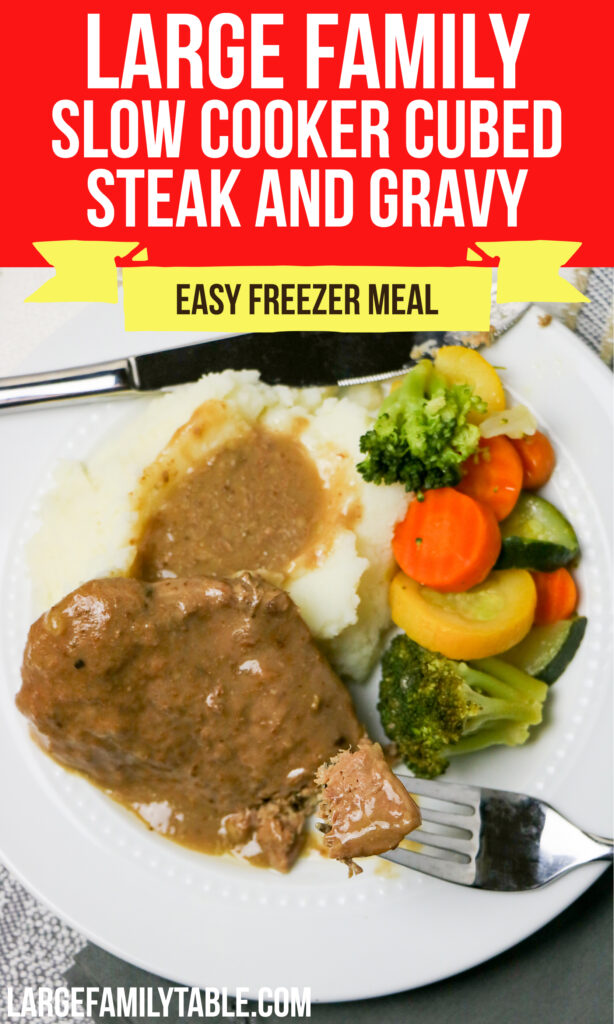 Large Family Slow Cooker Cubed Steak and Gravy | Easy Freezer Meal