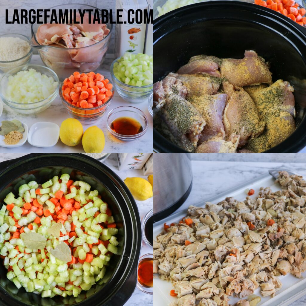 Large Family Slow Cooker Lemon Sesame Chicken and Rice Soup | Freezer-Friendly, Dairy-Free