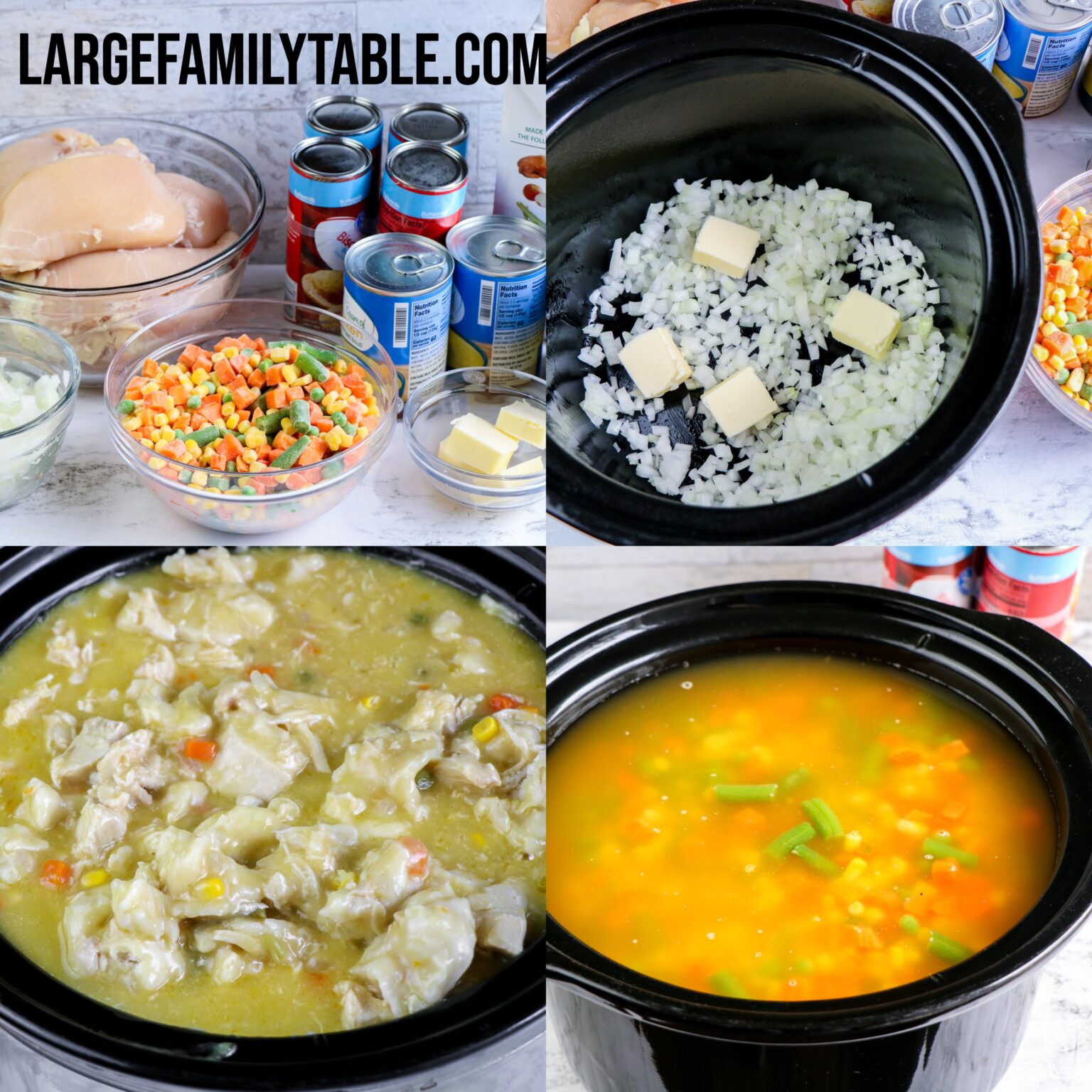 Large Family Slow Cooker Chicken and Dumplings Freezer Meal Large