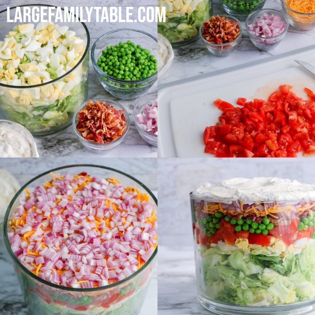 Large Family Ultimate Layered Spring Salad | Big Family Lunch Ideas, THM-S, Keto