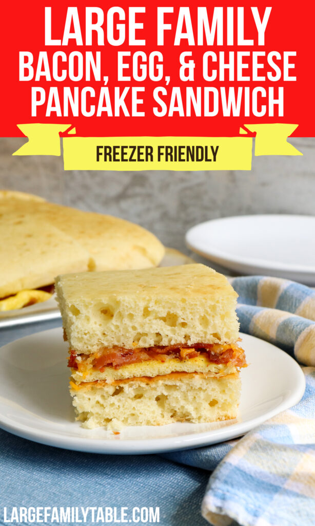 Large Family Bacon, Egg, and Cheese Pancake Sandwich | Freezer-Friendly Sheet Pan Breakfast!