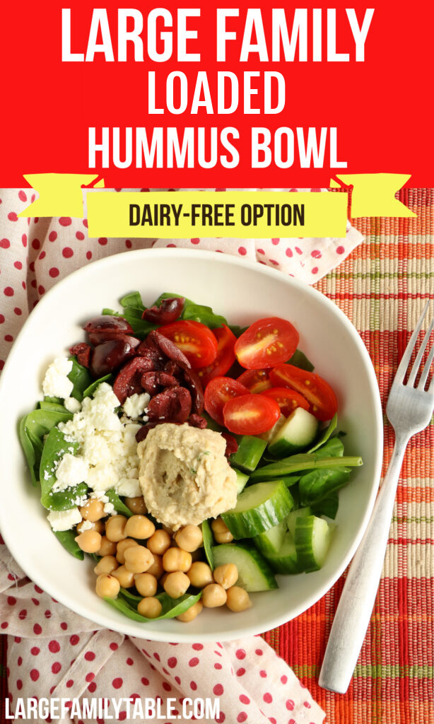 Healthy Large Family Loaded Hummus Bowl | Dairy-Free Option