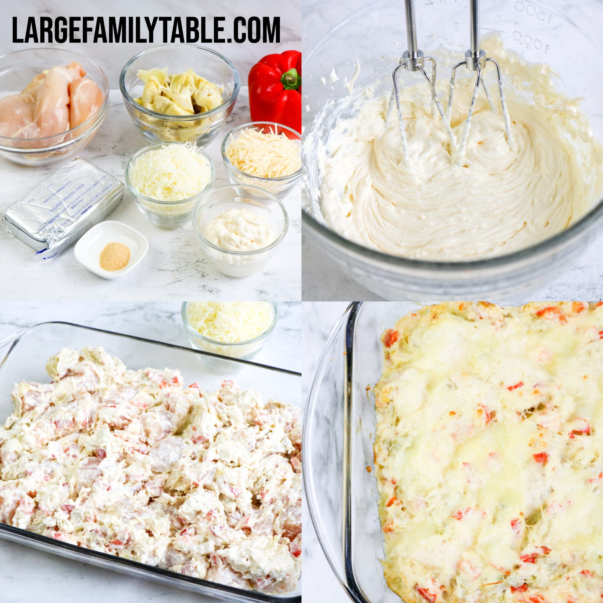 Large Family Low Carb Parmesan Chicken with Artichoke Hearts Casserole