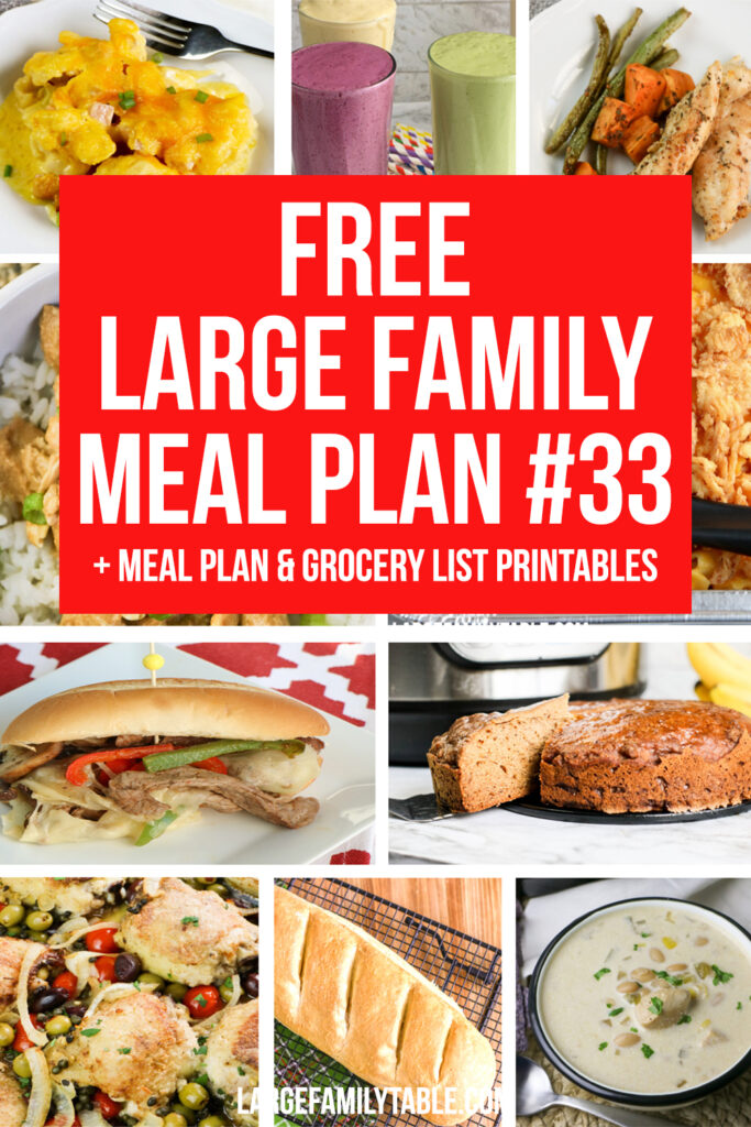 Weekly Large Family Meal Plan #33 + FREE Clickable Planning Pack and Grocery List