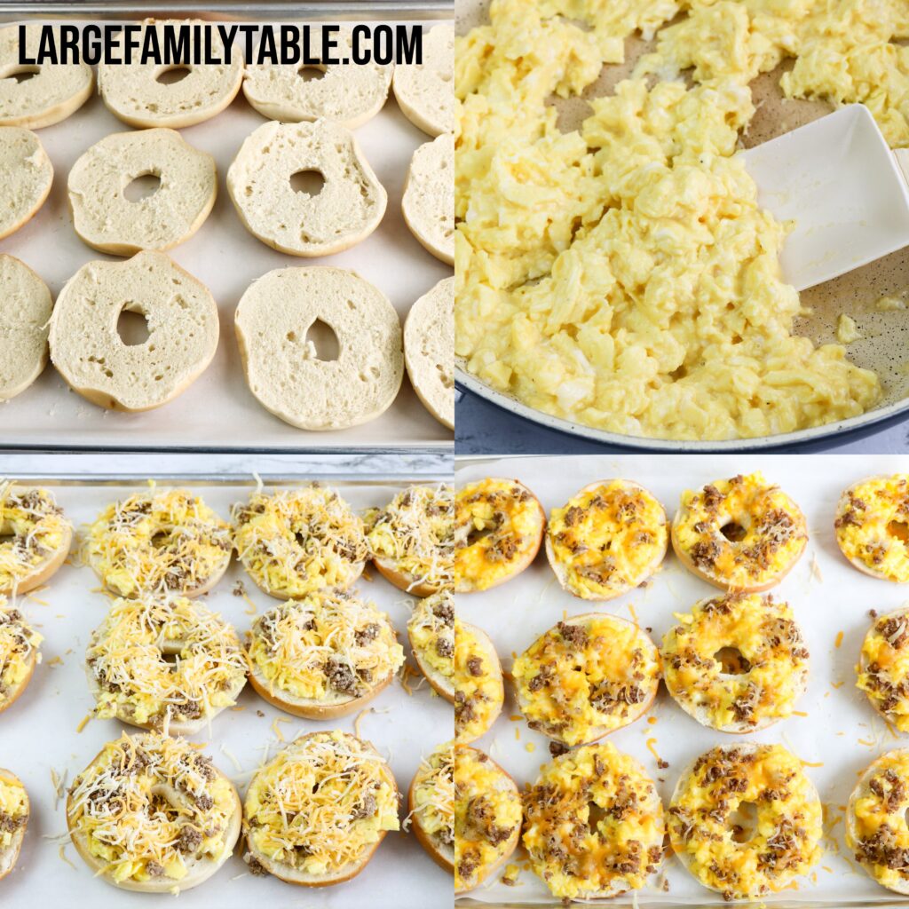 Big Family Sausage & Egg Bagel Pizza | Make-Ahead, Freezer-Friendly