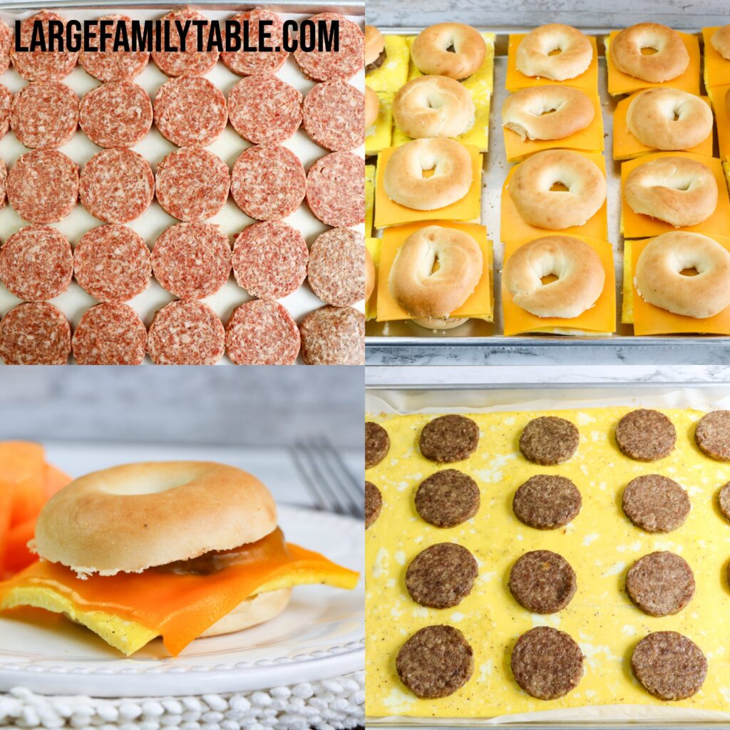 Large Family Sausage, Egg, and Cheese Bagel | Make-Ahead Freezer Breakfast