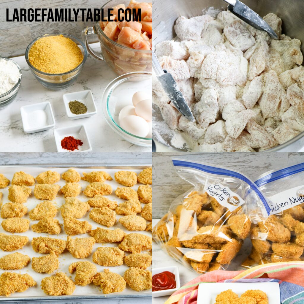 Large Family Simple Homemade Chicken Nuggets | Make-Ahead Lunch, Dairy-Free, Freezer Meals