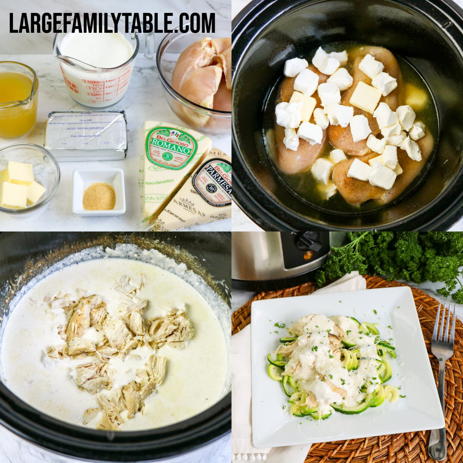 Large Family Slow Cooker Chicken Alfredo Low Carb, THMS, & Keto