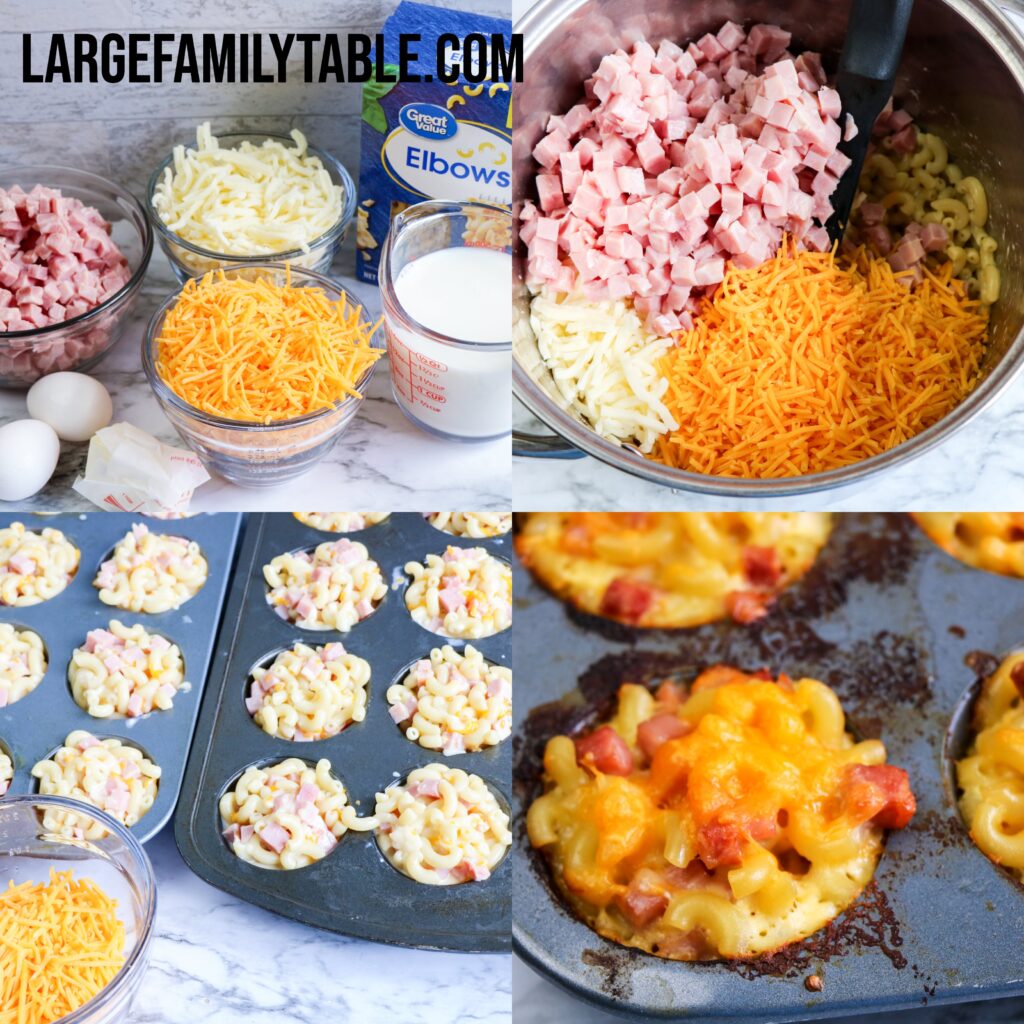 Large Family Ham and Cheese Macaroni Cups | Freezer Lunch Meal