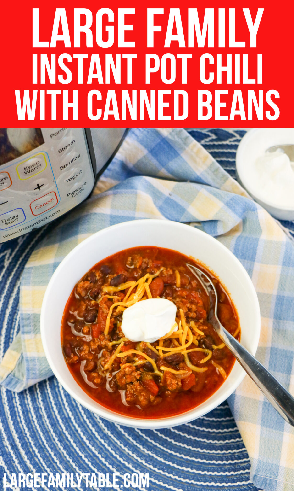Large Family Instant Pot Chili with Canned Beans DairyFree Large