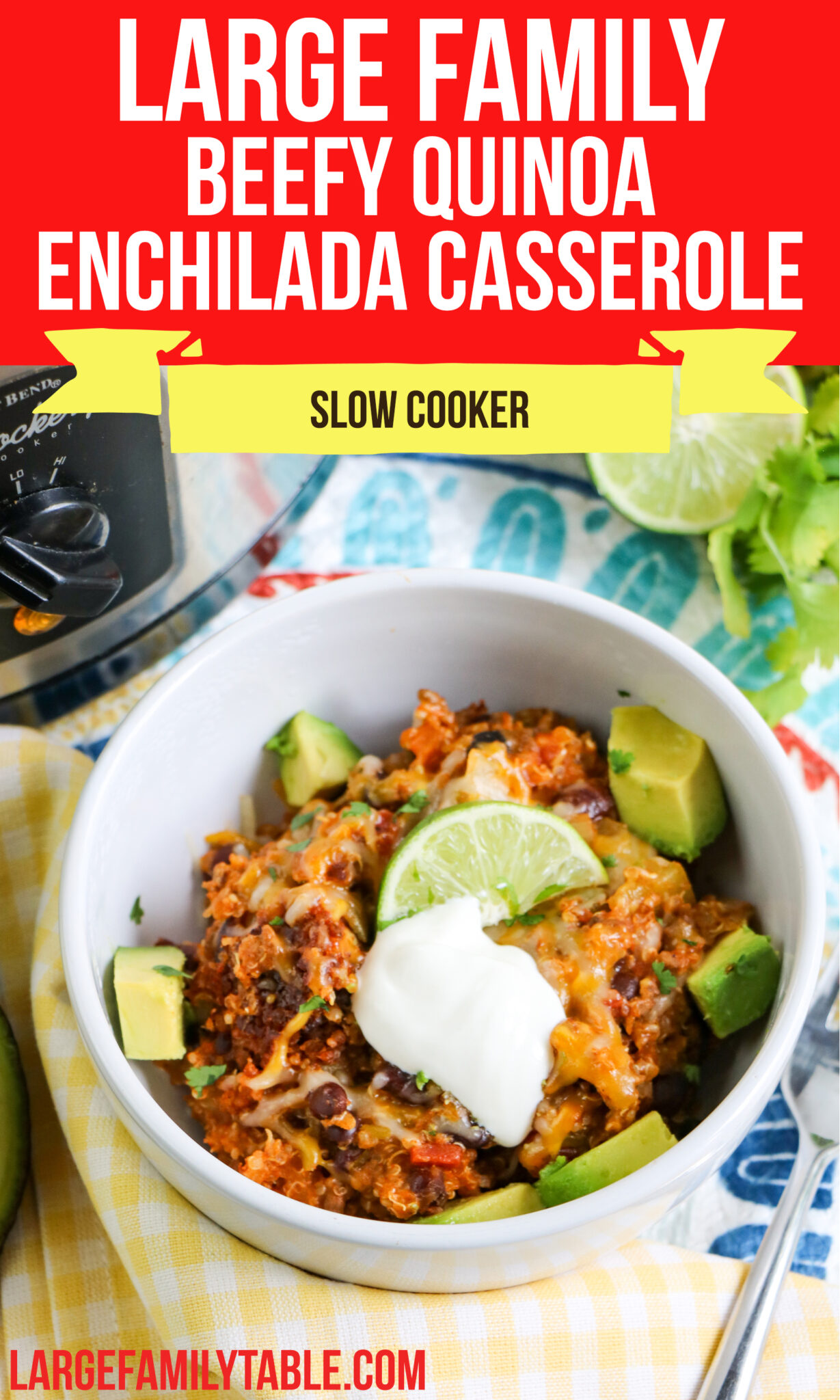 Large Family Slow Cooker Beefy Quinoa Enchilada Casserole Large