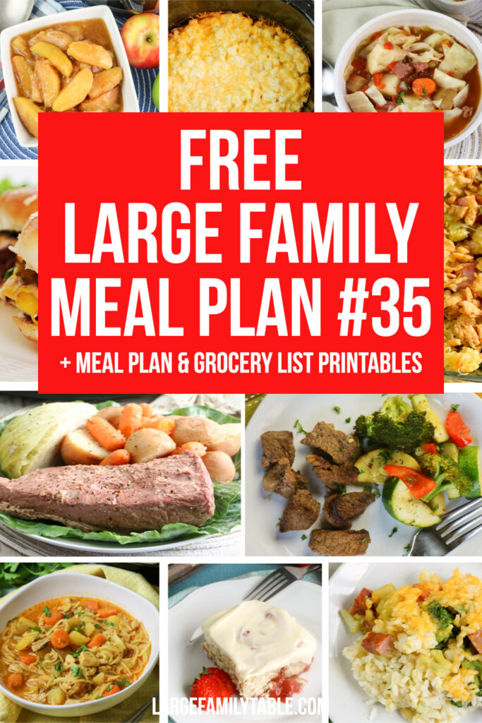 Fast and Fresh Large Family Meal Plan #35 + FREE Printable Grocery List and Planning Pages